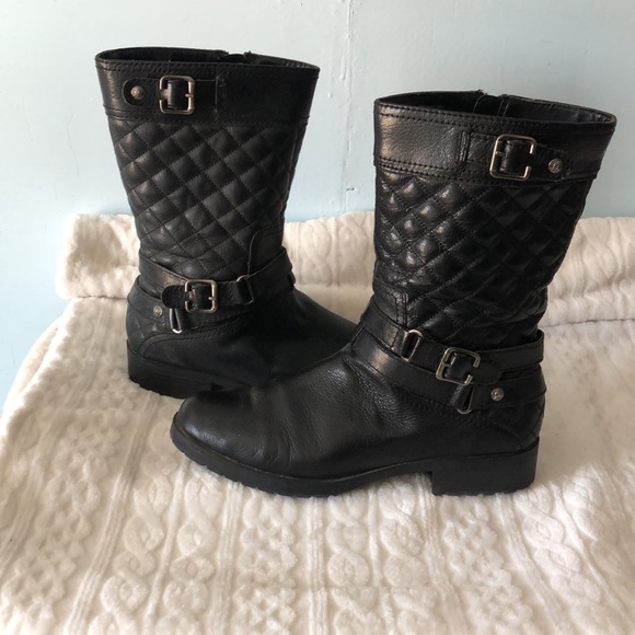 Anne Klein Flex Leather Quilted w buckles size 10m Black Leather - Picture 2 of 5